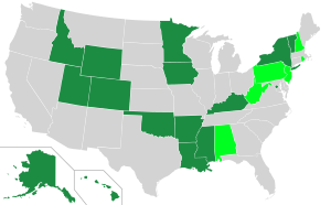 Vēlētāju balsu kopskaits: 166 balsojumā (15 štati + DC, 115 vēlētāju balsis) Parakstīšana (5 štati, 51 elektorāta balss) Alabama Ņūhempšīra Ņūdžersija Pensilvānija Rodailenda Nav iekļauts vēlēšanu biļetenā