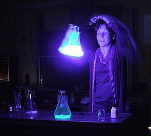 Una reazione chemioluminescente in una beuta produce una grande quantità di luce