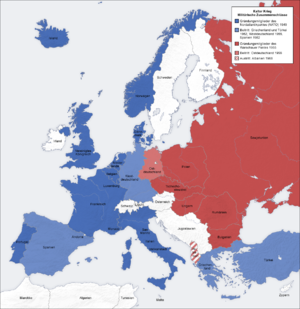 The former Eastern bloc countries in red