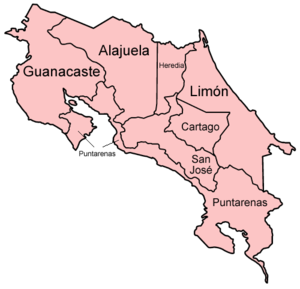 De zeven provincies van Costa Rica