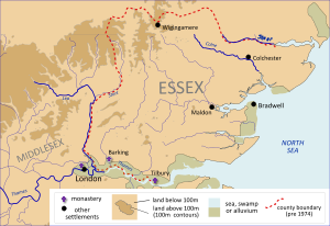 O hartă a Essexului anglo-saxon (după pierderea Londrei)