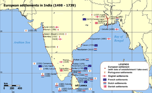 Assentamentos europeus na Índia de 1501-1739