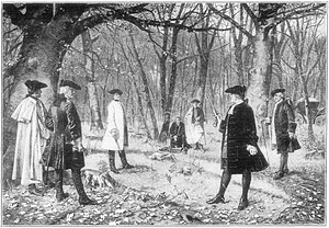 Maleri af Alexander Hamilton i duel med Aaron Burr