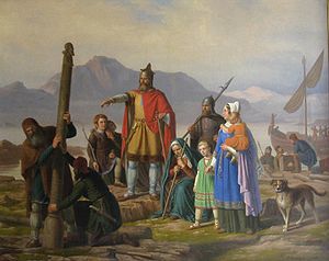 O imagine modernă (1850) a primilor coloniști medievali care au sosit în Islanda  