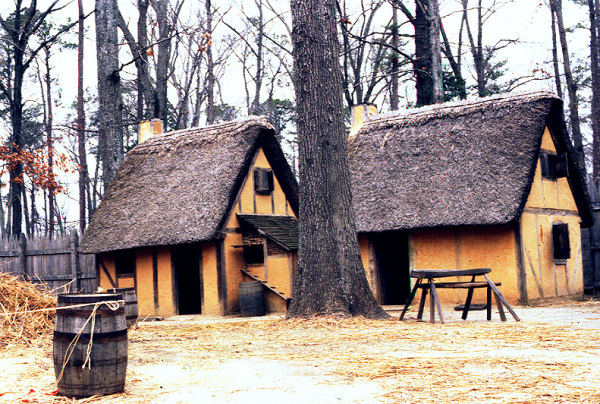 Rekonstruerede huse i Jamestown