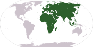 Map showing Africa-Eurasia (in green)