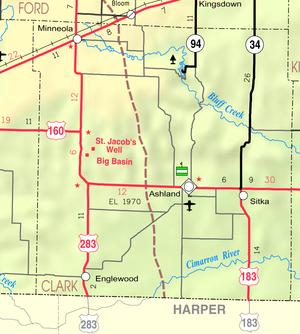 Mapa de 2005 del KDOT del condado de Clark (leyenda del mapa)  