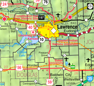 Mapa del KDOT de 2005 del condado de Douglas (leyenda del mapa)  