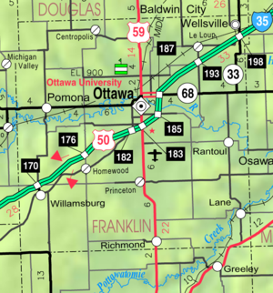 2005 KDOT-Karte von Franklin County (Kartenlegende)