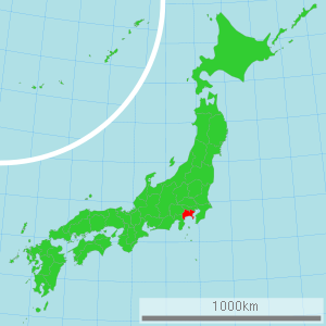 Map of Japan with highlight on Kanagawa prefecture