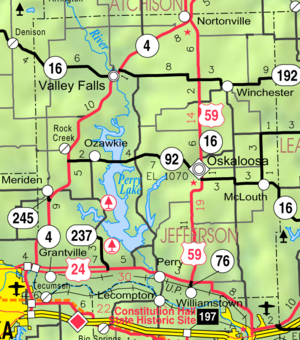 Mapa del KDOT del condado de Jefferson de 2005 (leyenda del mapa)