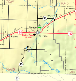 Mapa del KDOT del condado de Meade de 2005 (leyenda del mapa)  