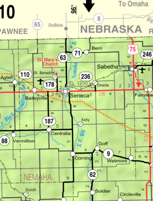 Mapa del KDOT de 2005 del condado de Nemaha (leyenda del mapa)  
