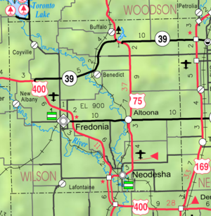2005 KDOT Map of Wilson County från KDOT (kartlegend)