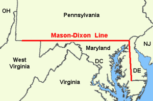 Mapa oryginalnej linii Mason-Dixon