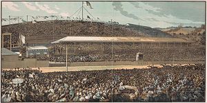 Rytina cílové čáry poháru v roce 1881.