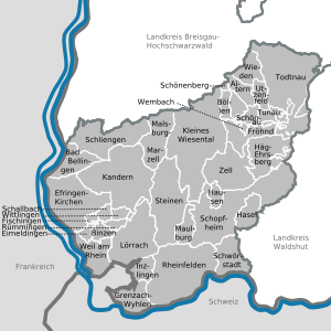 Città e comuni del distretto di Lörrach
