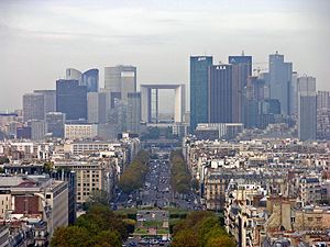View from the Arc de Triomphe to La Défense