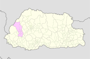 Ubicación del distrito de Paro en Bután