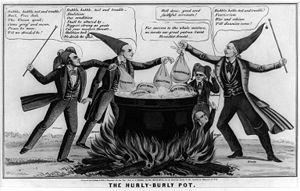 Šioje 1850 m. politinėje karikatūroje dailininkas užsipuola abolicionistus, "Free Soil" ir kitus panašius 1850 m. interesus kaip pavojų Sąjungai.