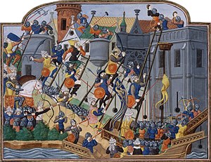 Die Eroberung von Konstantinopel, zeitgenössische französische Miniatur