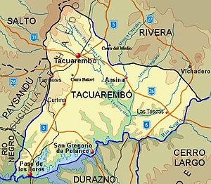 Mapa de Tacuarembó.