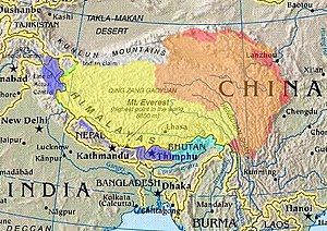Tibet Haritası (sarı renkte)