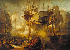 Gemälde der Schlacht von Trafalgar von William Turner