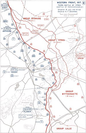 Karte der Schlacht mit beteiligten Verbänden