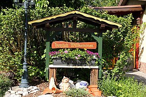 Welcome sign of a restaurant near Tieringen, Germany (2018).