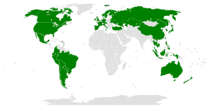 Mapa zemí, kde byl film uveden do kin (zelená)