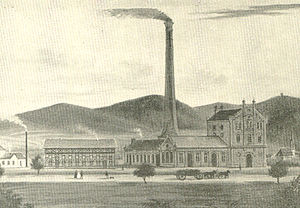 Naujos gamyklos, pastatytos industrializacijos metu. Tai piešinys, padarytas apie 1860 m.