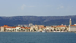Centre and Old Town with the Riva Obala Hrvatskog narodnog preporoda (city view from Trg Franje Tuđmana square to the Cathedral tower)