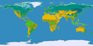 Major climates of the Earth (effective climate classification according to Köppen-Geiger, simplified representation): Tropical rainforest climate Savannah climate Steppe climate Desert climate Etesia Climate Humid climate Sino climate Humid continental climate Trans-Siberian climate Summer dry cold climate Tundra Climate Ice Climate