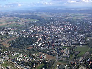 View to the southeast over the city