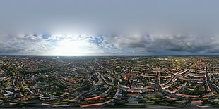 Panorama of the city from 200 m height Show as spherical panorama