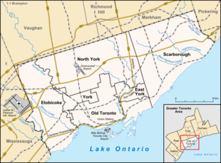 Map of Toronto with the most important traffic routes