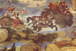Аврора, работы Герчино, 1621-23 (фреска на потолке в казино Людовиси, Рим), классический пример иллюзионистической живописи в стиле барокко.