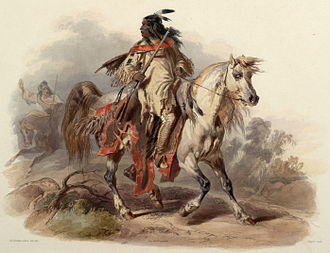 Guerrero pie negro , (Karl Bodmer, entre 1840 y 1843)