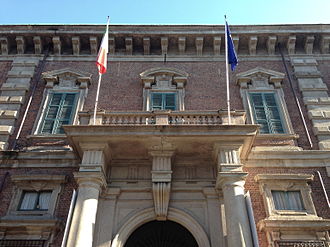 A entrada principal para o Palazzo Brera 