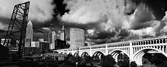 The Detroit-Superior Bridge, one of the high bridges over the Cuyahoga just outside downtown.