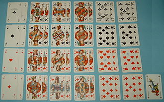 Double-headed hand (with Joker), French picture with German abbreviations on the court cards