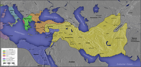 The Diadochian empires and their neighbours after the battle of Ipsos in 301 BC.