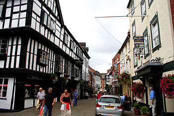 Typical architecture in Shrewsbury on Butcher Row