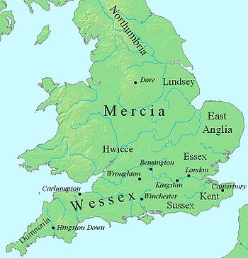 Mappa dell'Inghilterra c. 802-839
