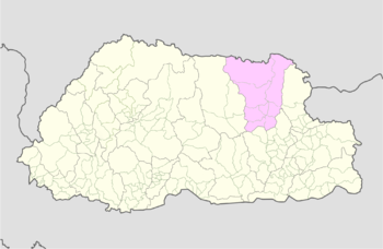 Poloha dzongkhagu Lhuntse v Bhútánu