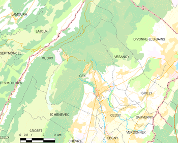 Map of the commune de Gex