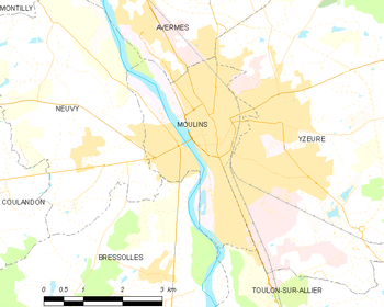 Map of the commune of Moulins