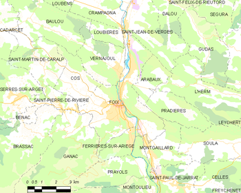 Map of the commune of Foix