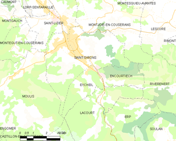 Map of the commune de Saint-Girons